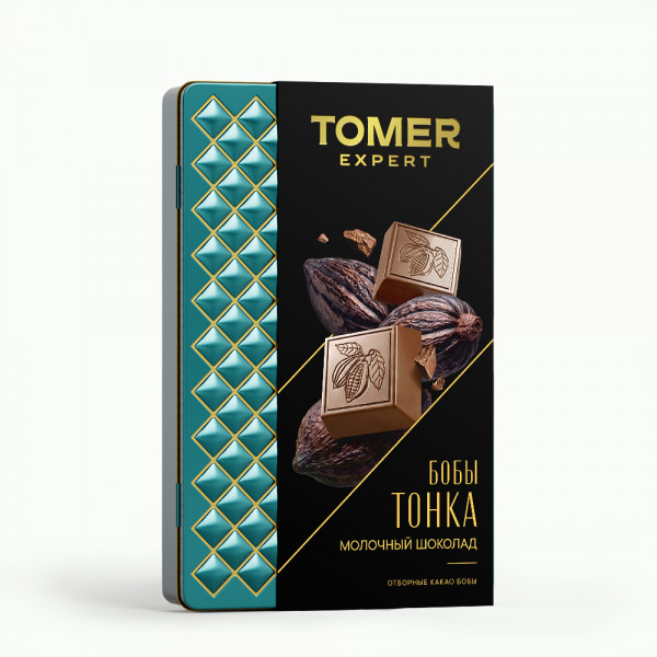№1 Фабрика Томер металлический бокс Молочный шоколад БОБЫ ТОНКА , 90г в Новомосковске
