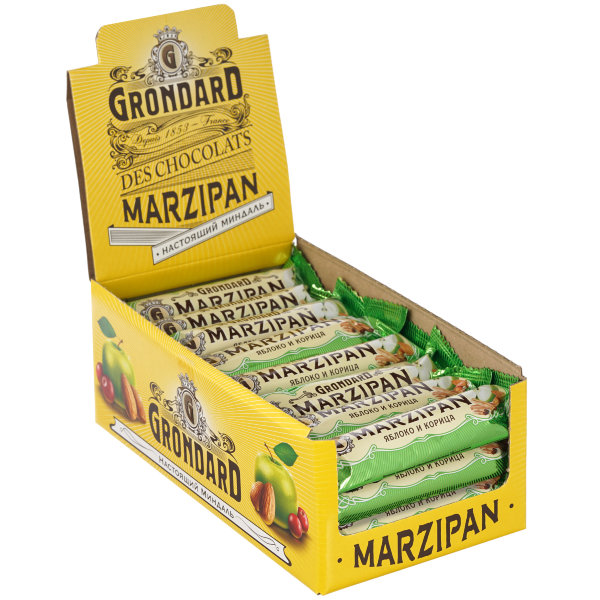 №1 TM Grondard     (9388) Батончики глазированные Марципановые Яблоко-Корица, (24шт по 50г)     в Новомосковске