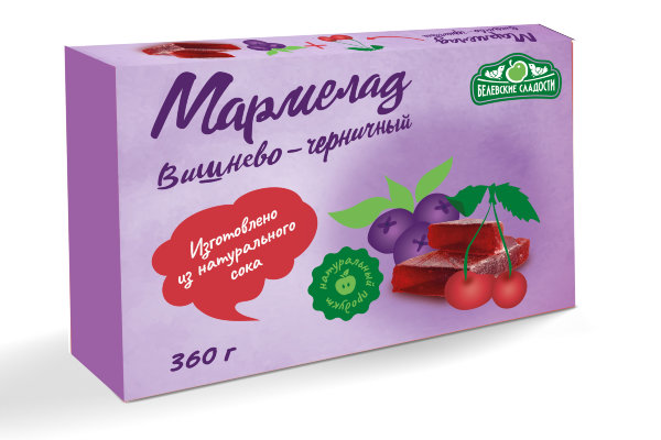 №2 Мармелад  "Вишнево-черничный" белевский 360г   в Новомосковске
