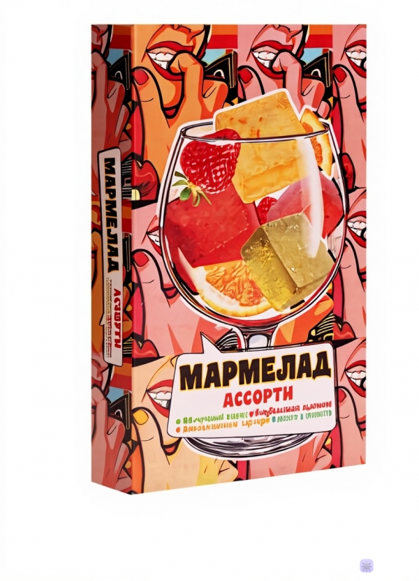 №2 Мармелад АлкоАссорти(яблочный виски, клубничный просекко, апельсиновый вермут, лайм текила) 110г в Новомосковске